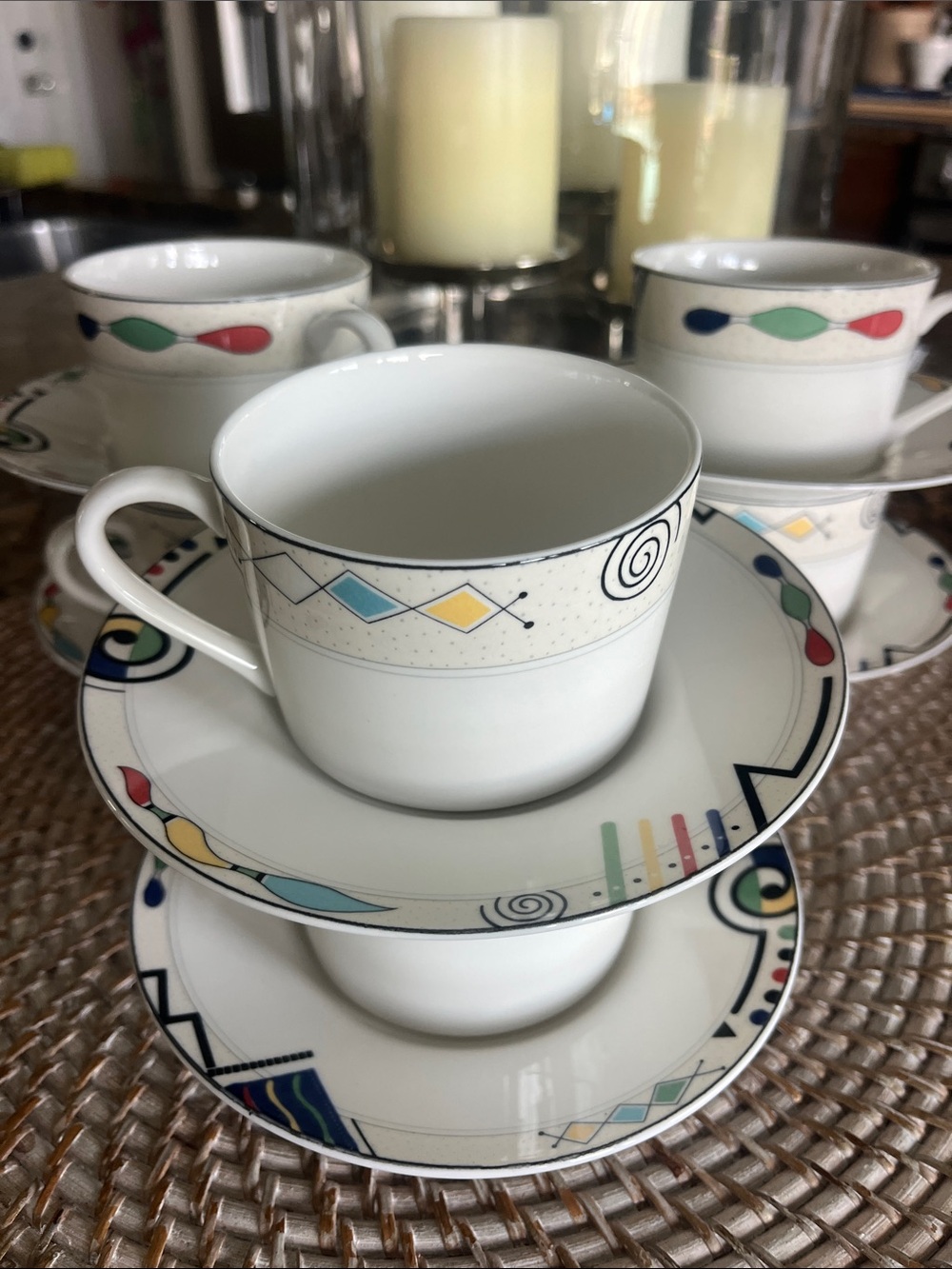 EUC vintage Mikasa Ultima + Headline set of 6 cups and saucers